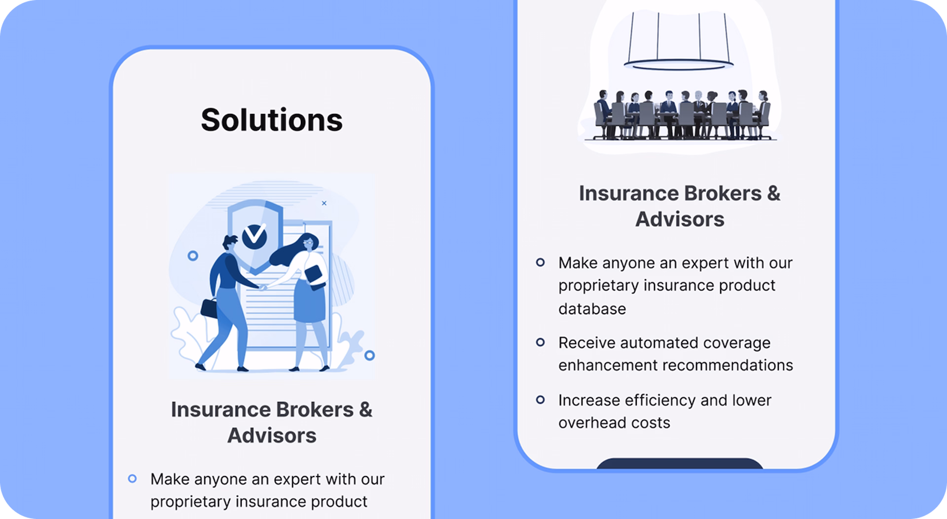 Solutions and key platform benefits for insurance brokers and advisors within an insurance intelligence platform