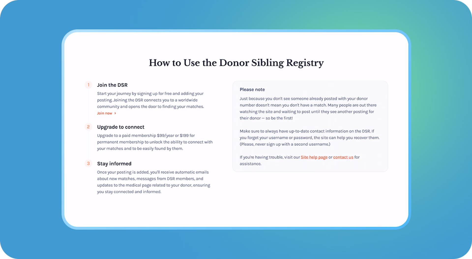 Onboarding workflow optimization within a donor-conception community platform