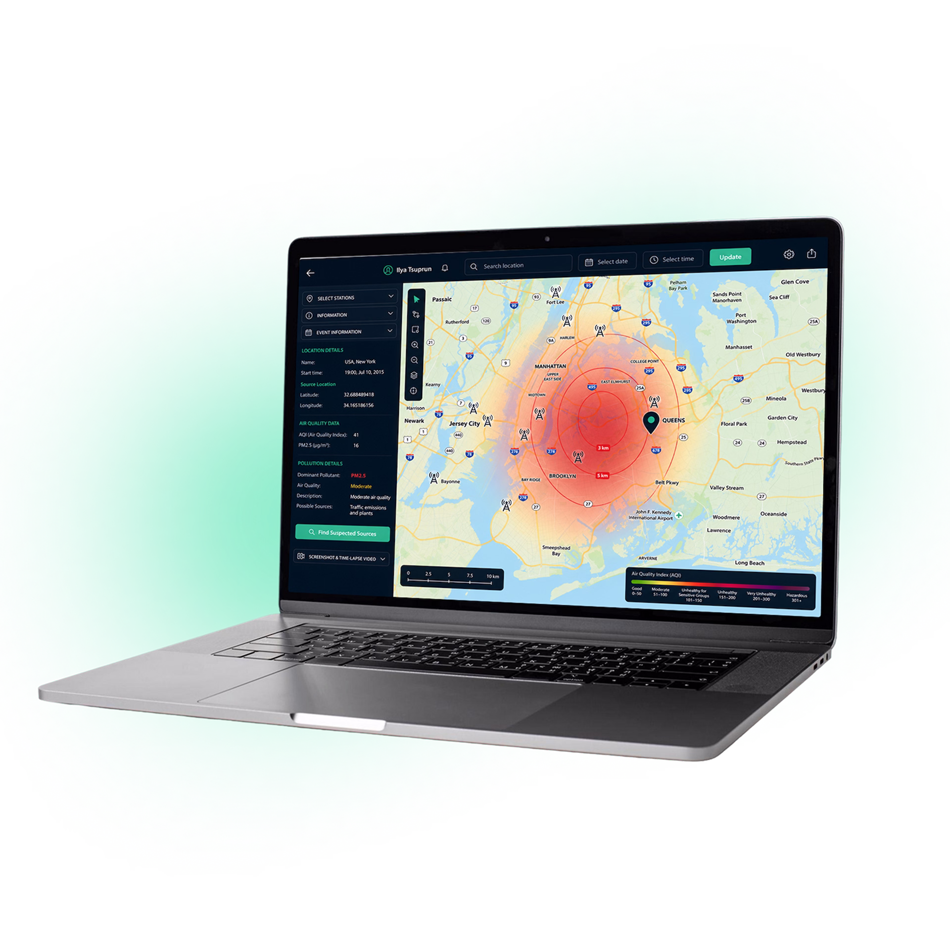 Dashboard delivered as a core feature of the enterprise weather station management system