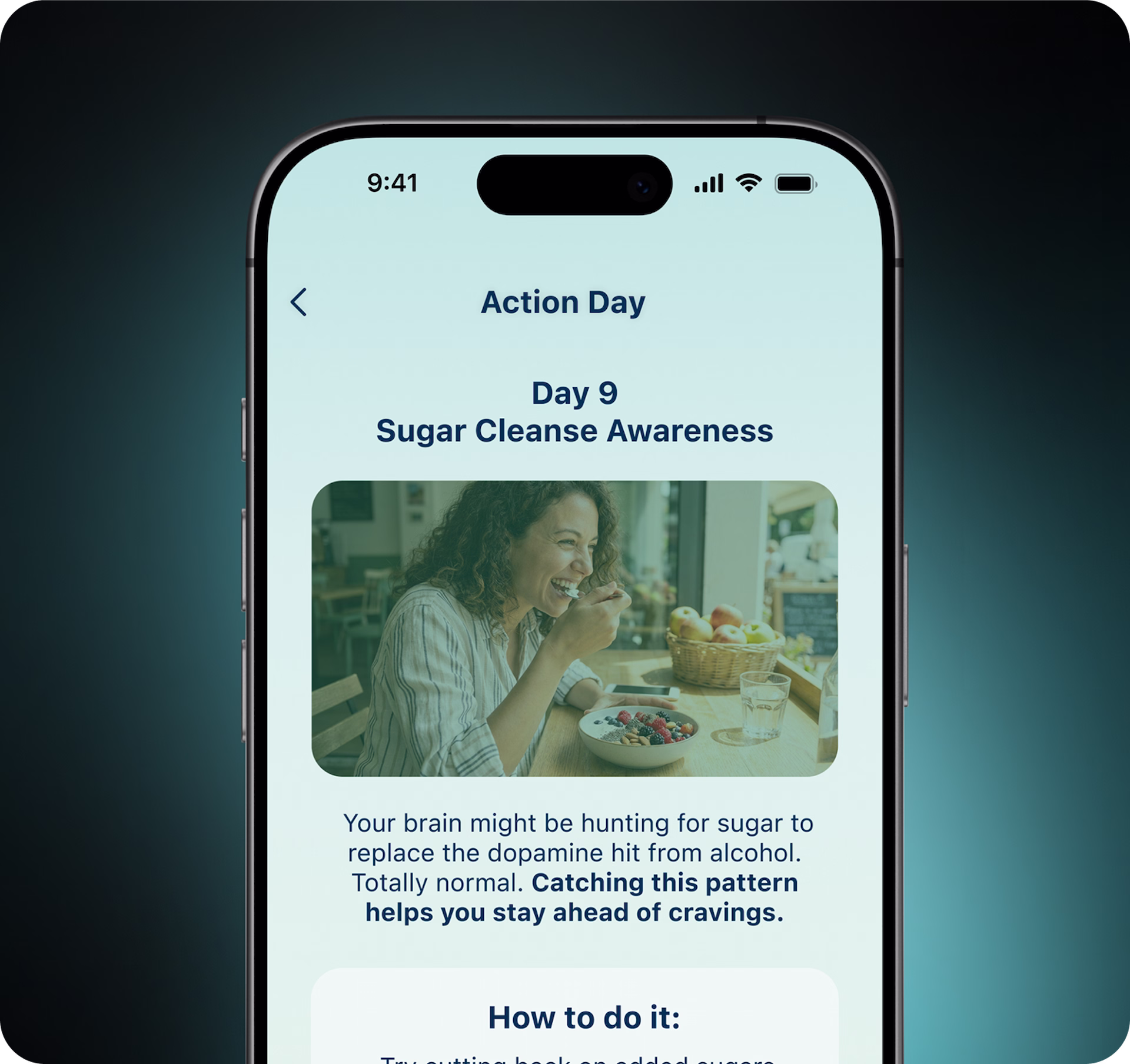 A user engaging in a program delivered through a dedicated mental wellness mobile app