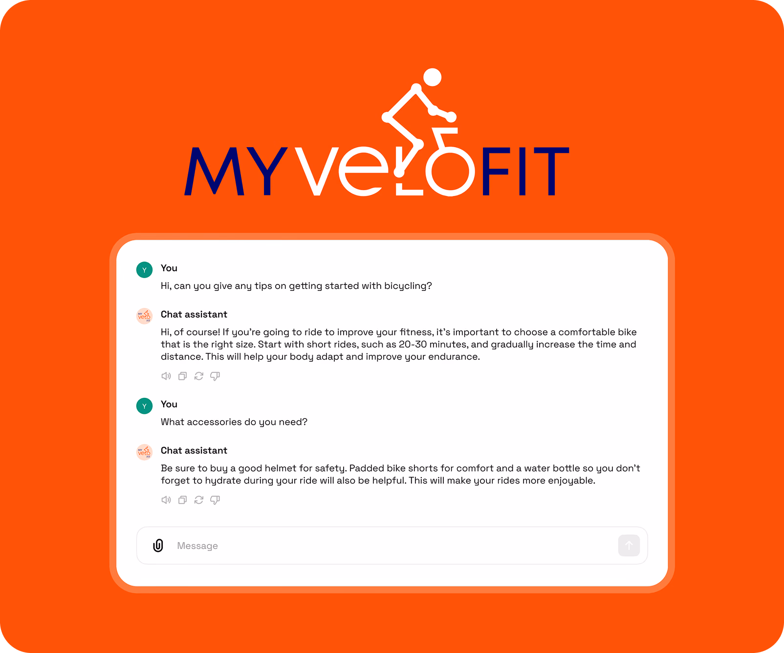 AI-powered chatbot guiding users through cycling tips and gear selection