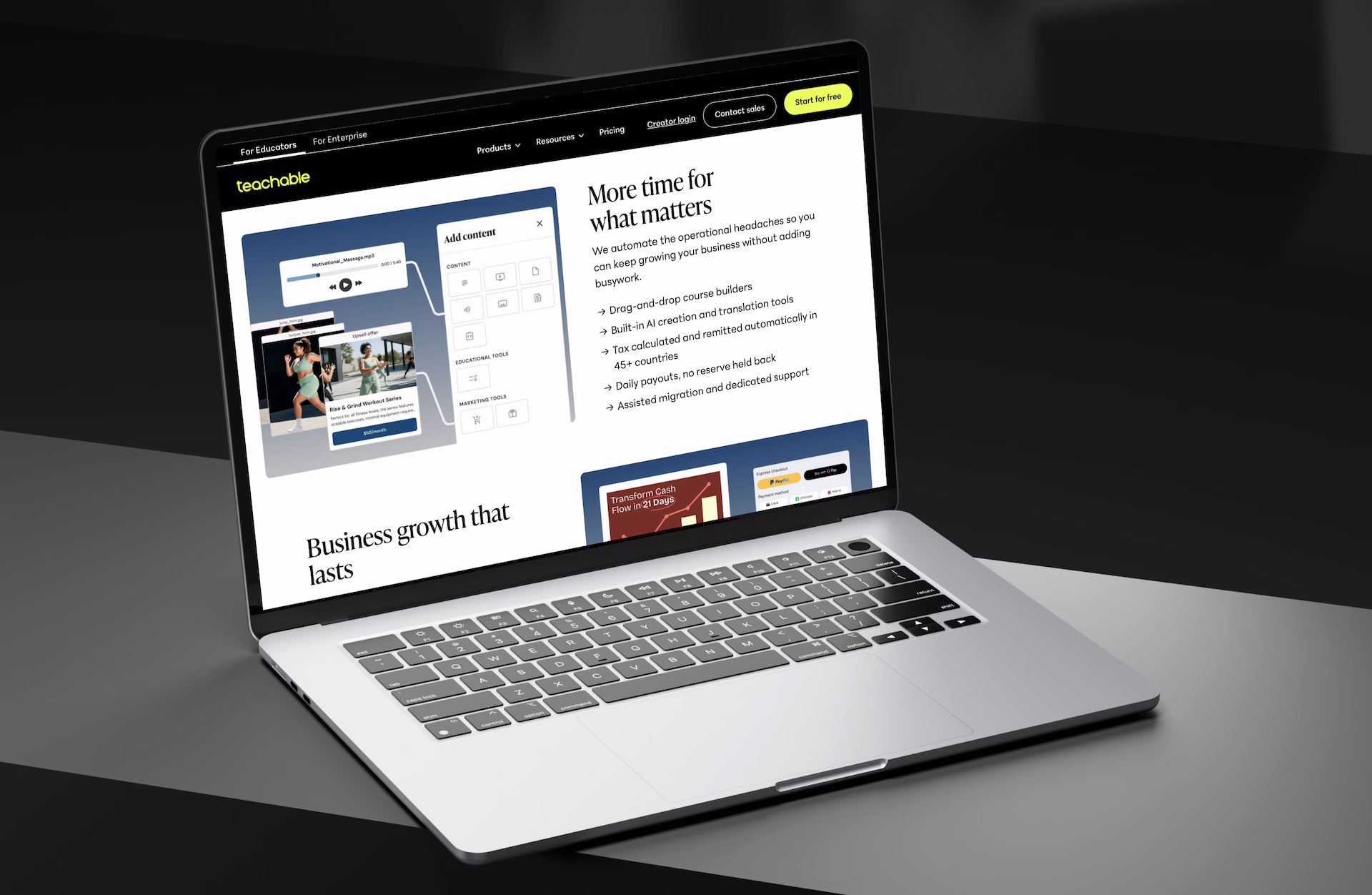 Teachable curriculum preview interface on an e-commerce educational platform