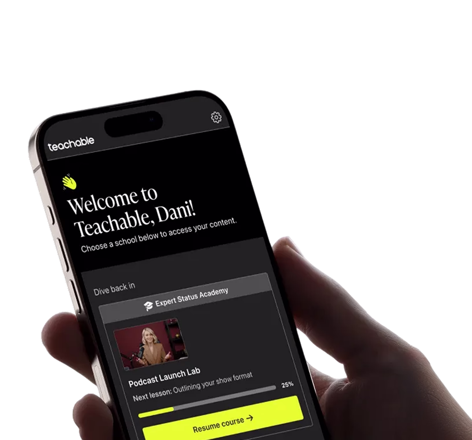 Responsive mobile interface of Teachable EdTech platform
