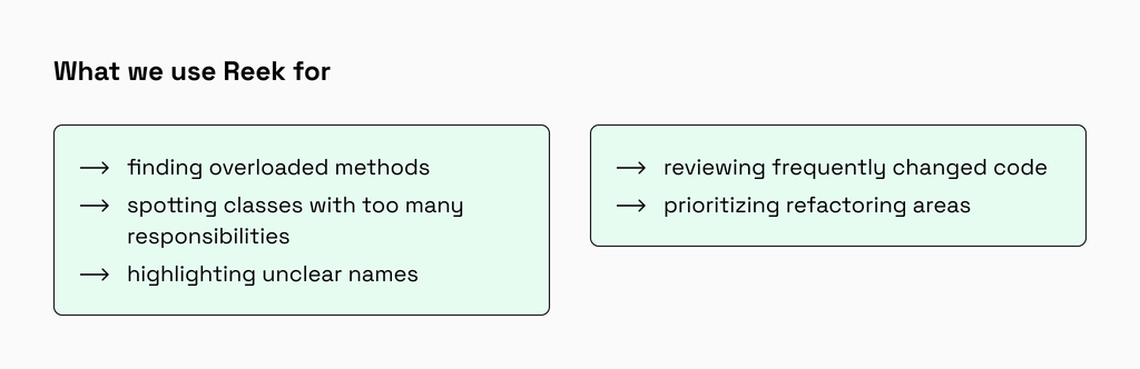 Reek helps find Ruby code smells and prioritize Rails refactoring areas